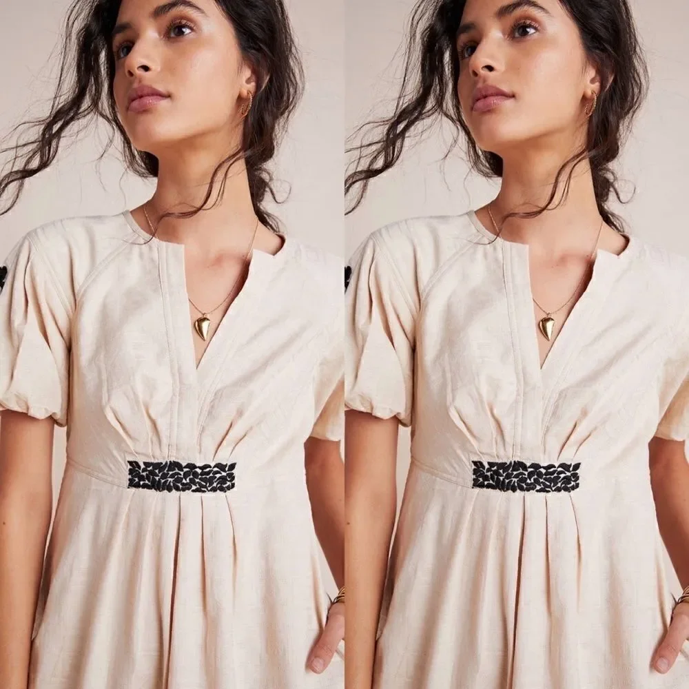 ANTHROPOLOGIE Orla Embroidered Mini Dress